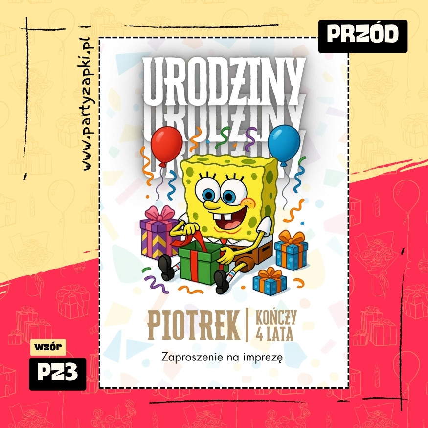 spongebob zaproszenie na urodziny 01 pz3 przod