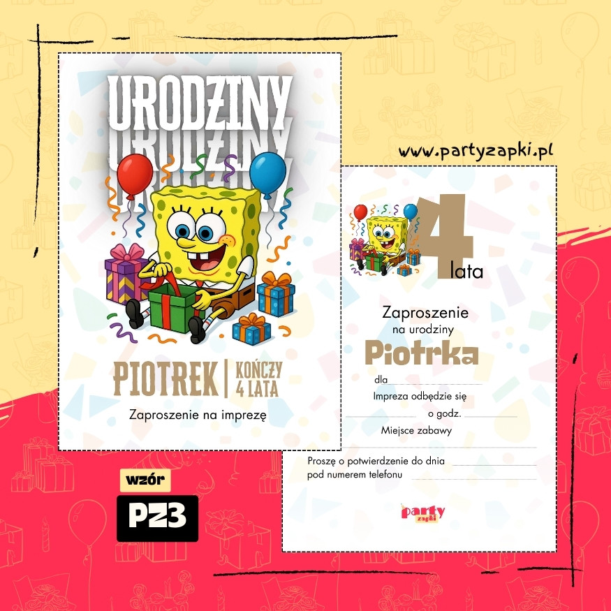 spongebob zaproszenie na urodziny 04 pz3