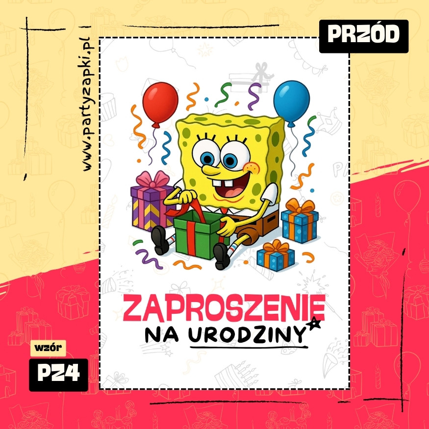 spongebob zaproszenie na urodziny 01 pz4 przod