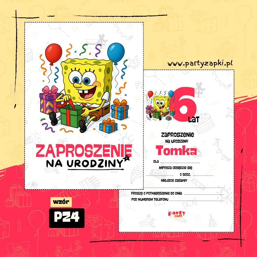 spongebob zaproszenie na urodziny 04 pz4