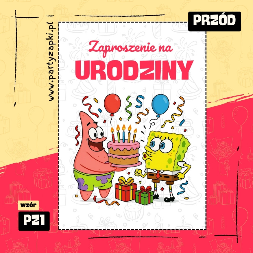 spongebob zaproszenie na urodziny 01 pz1 przod