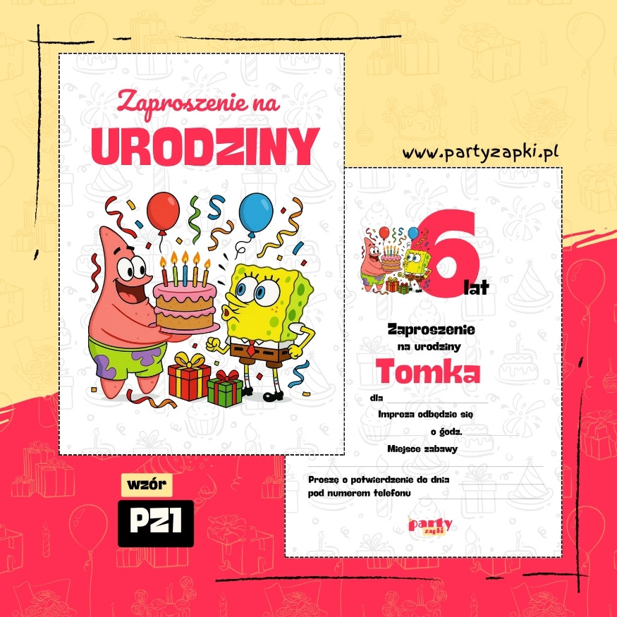 spongebob zaproszenie na urodziny 05 pz1