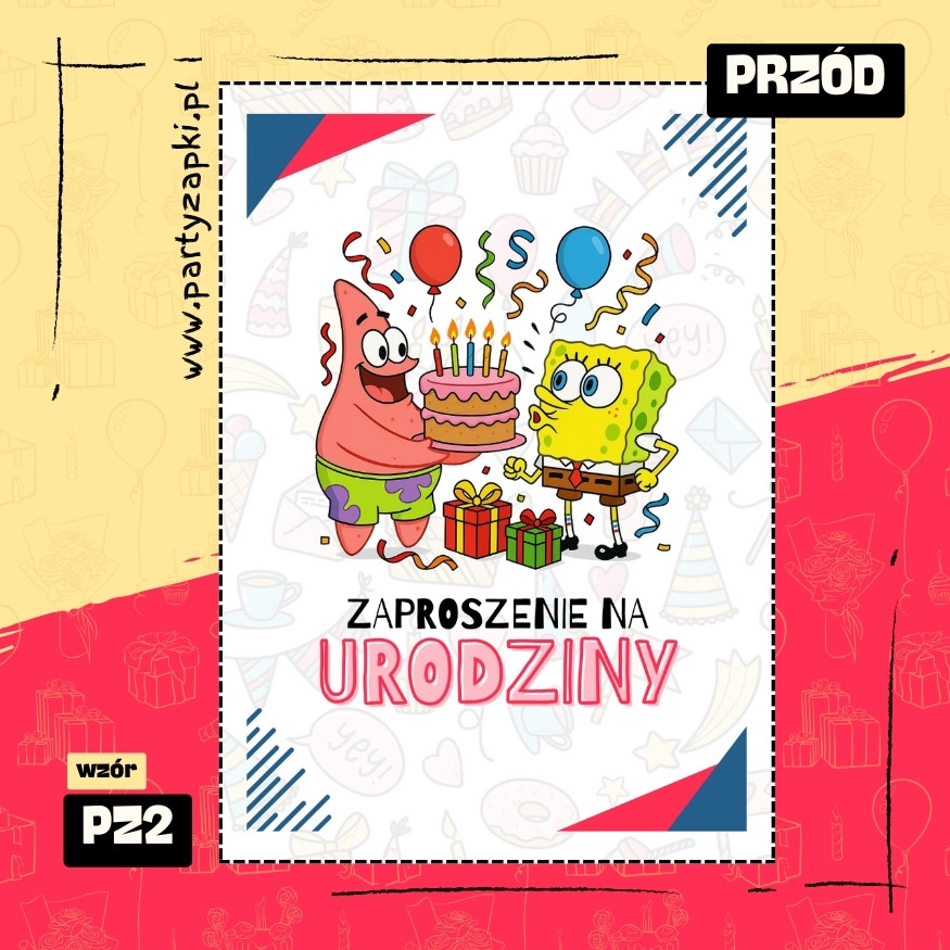 spongebob zaproszenie na urodziny 01 pz2 przod