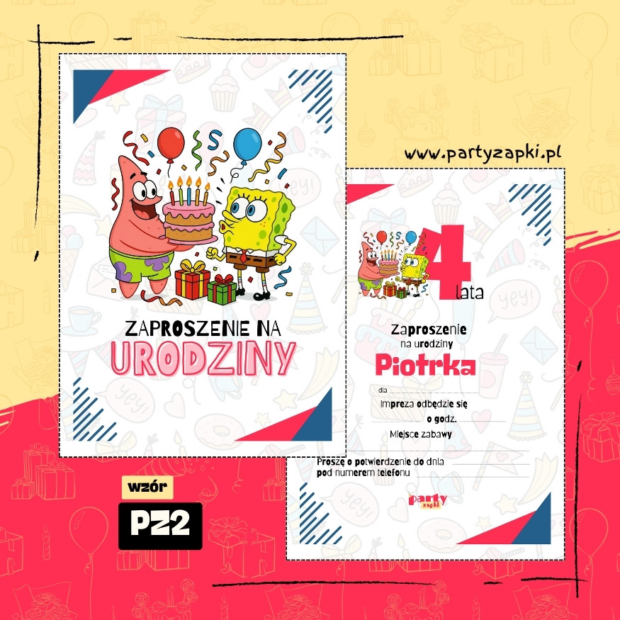spongebob zaproszenie na urodziny 05 pz2