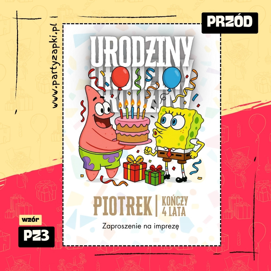 spongebob zaproszenie na urodziny 01 pz3 przod