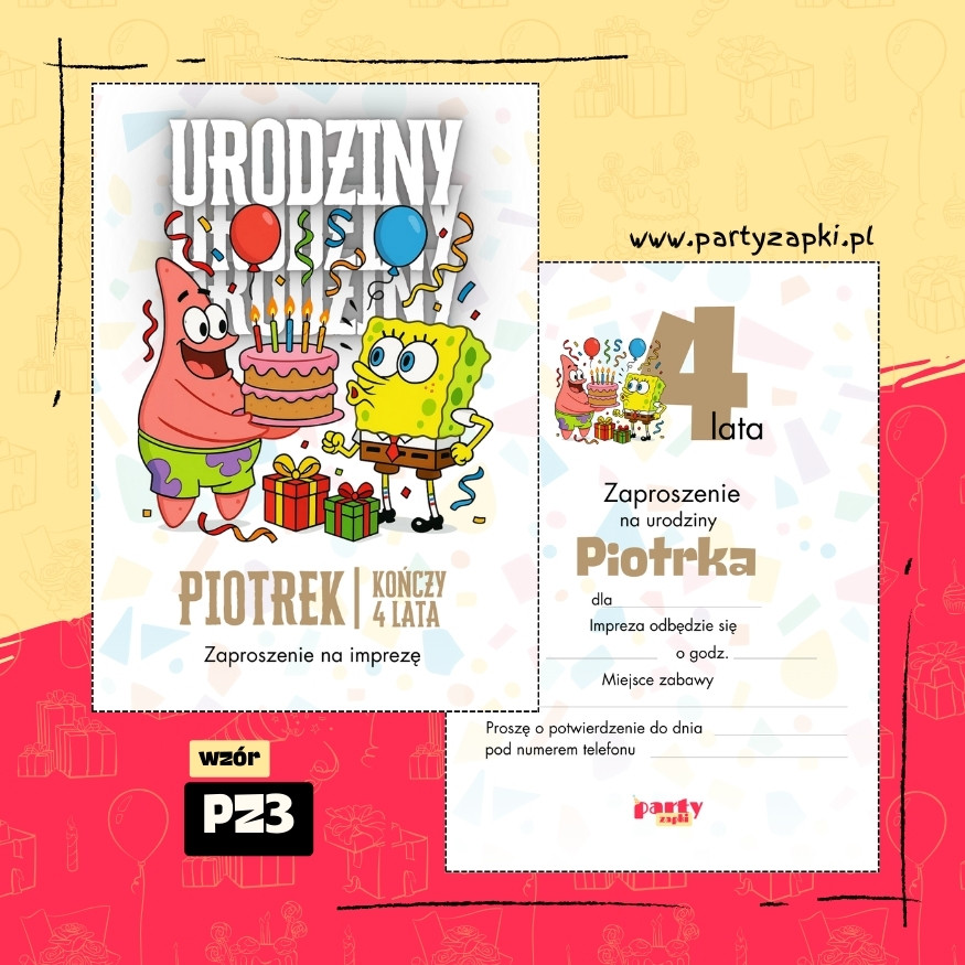 spongebob zaproszenie na urodziny 05 pz3