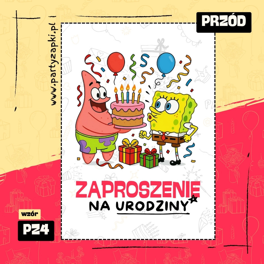 spongebob zaproszenie na urodziny 01 pz4 przod