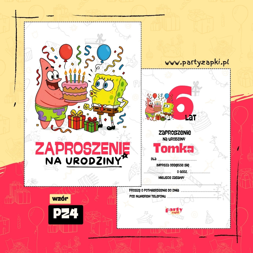 spongebob zaproszenie na urodziny 05 pz4