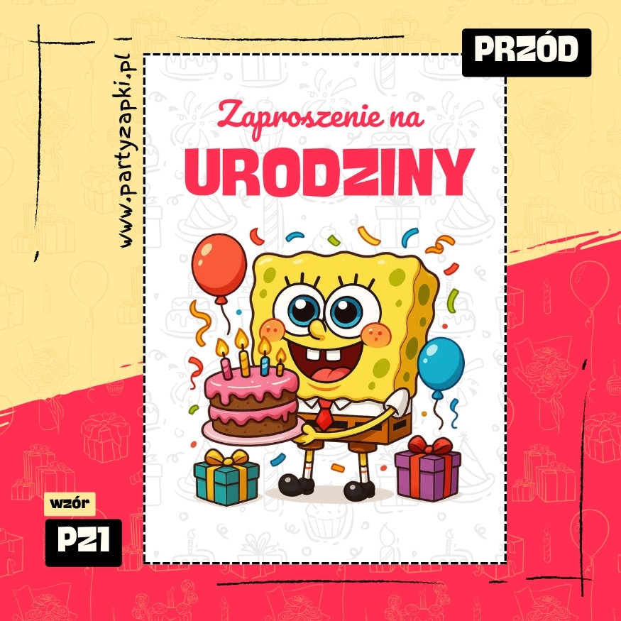 spongebob zaproszenie na urodziny 01 pz1 przod