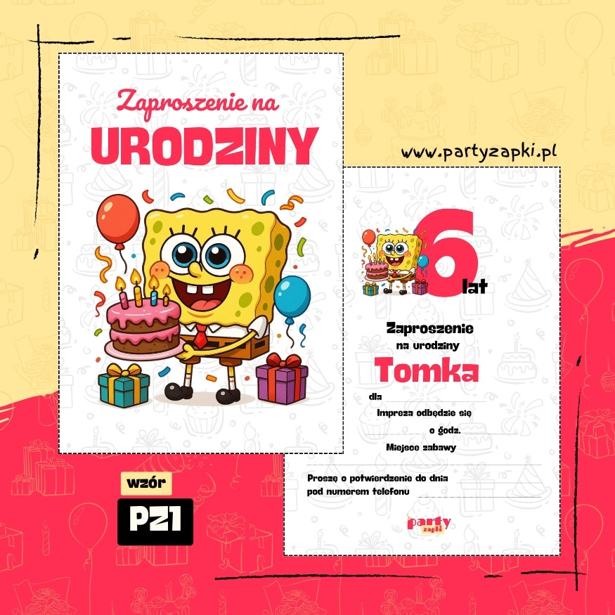 spongebob zaproszenie na urodziny 06 pz1
