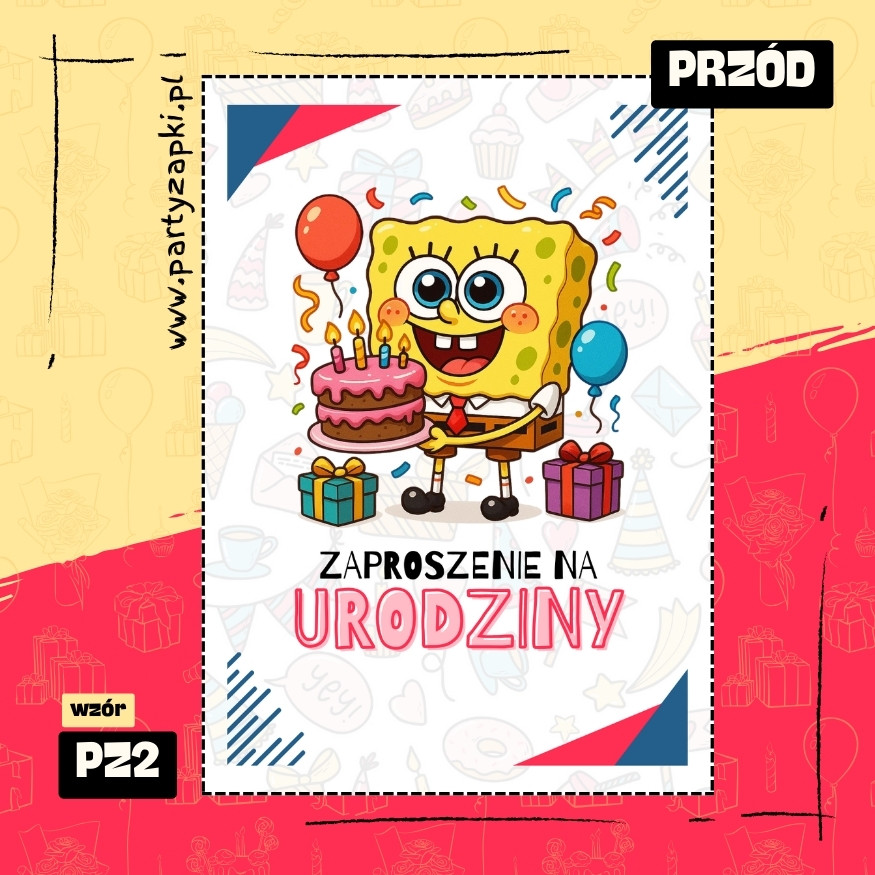 spongebob zaproszenie na urodziny 01 pz2 przod