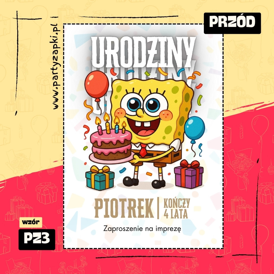 spongebob zaproszenie na urodziny 01 pz3 przod