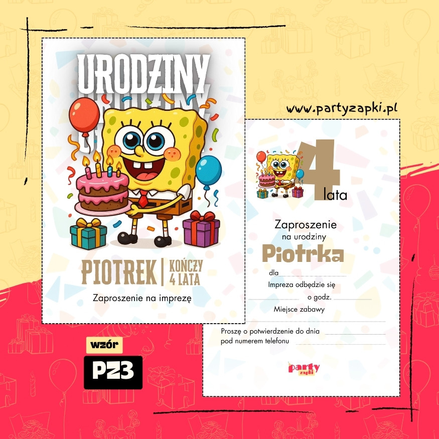 spongebob zaproszenie na urodziny 06 pz3