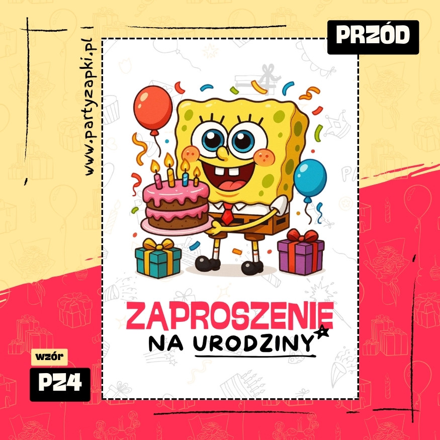 spongebob zaproszenie na urodziny 01 pz4 przod