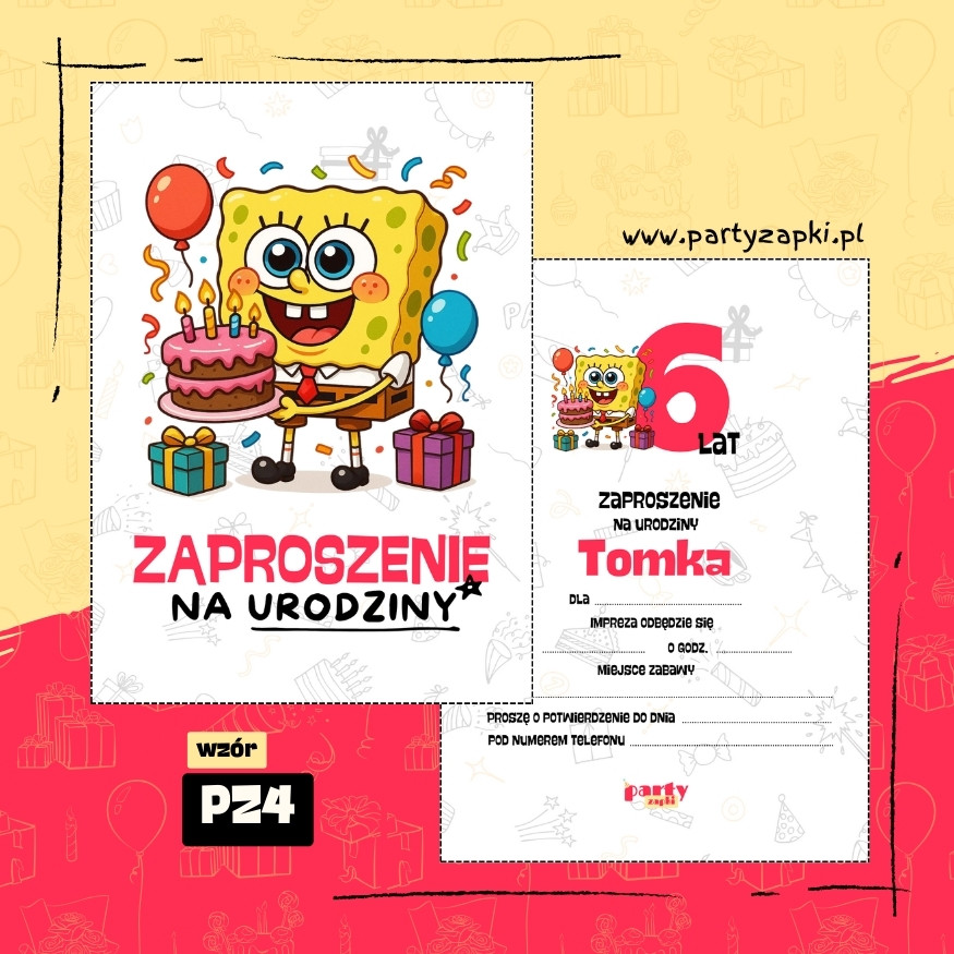 spongebob zaproszenie na urodziny 06 pz4