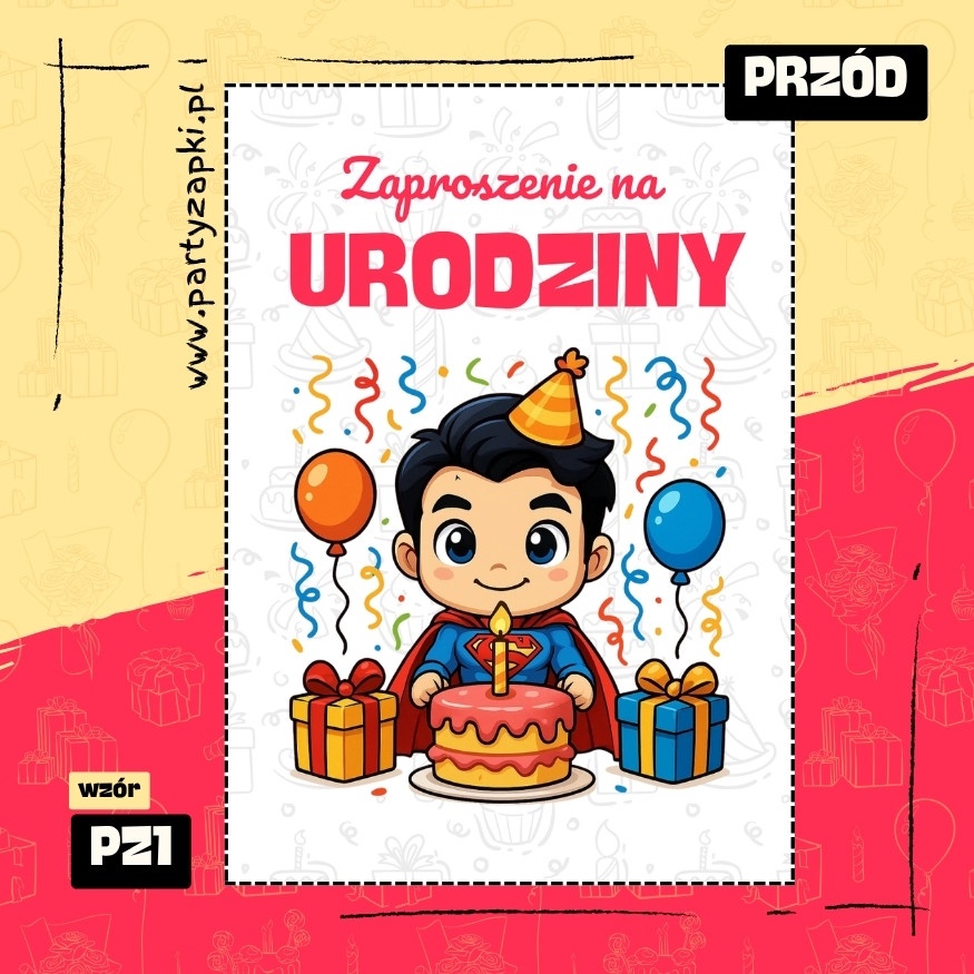 superman zaproszenie na urodziny 01 pz1 przod