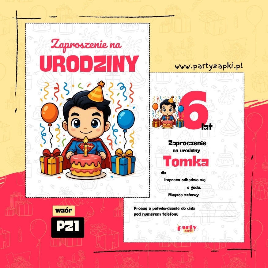 superman zaproszenie na urodziny 01 pz1