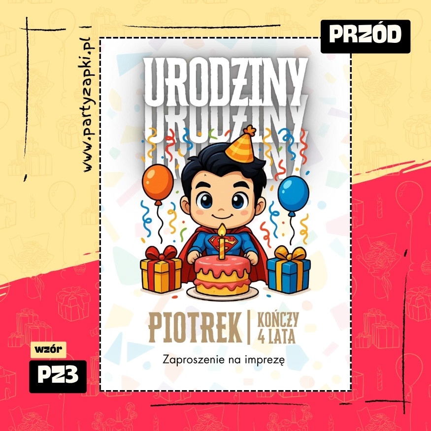 superman zaproszenie na urodziny 01 pz3 przod