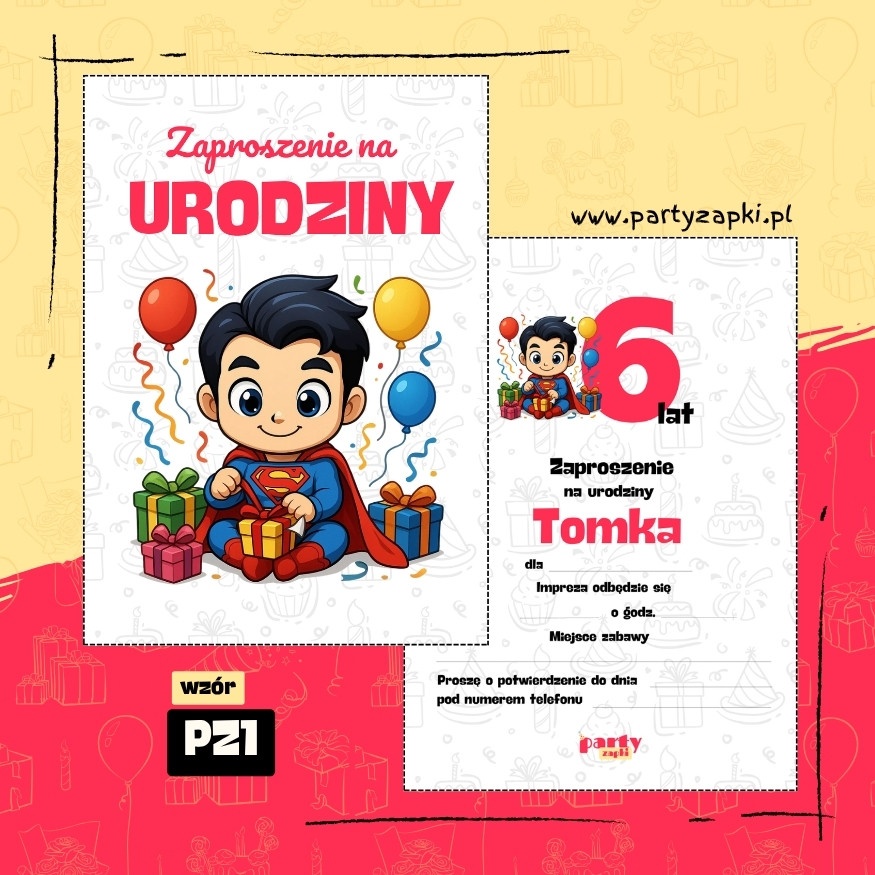 superman zaproszenie na urodziny 05 pz1
