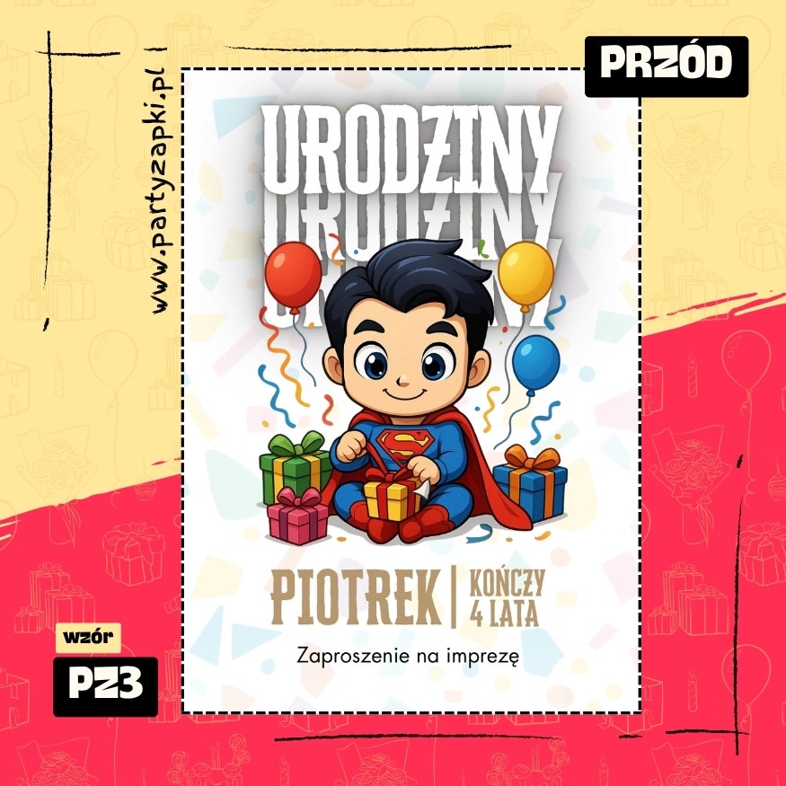 superman zaproszenie na urodziny 05 pz3 przod