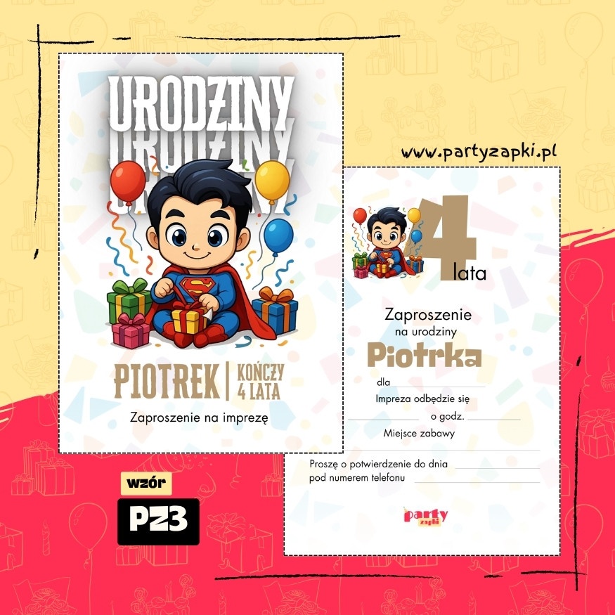 superman zaproszenie na urodziny 05 pz3