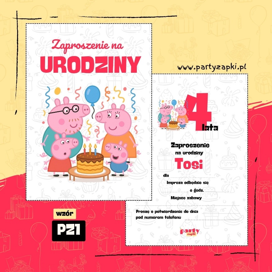 swinka peppa zaproszenie na urodziny 04 pz1