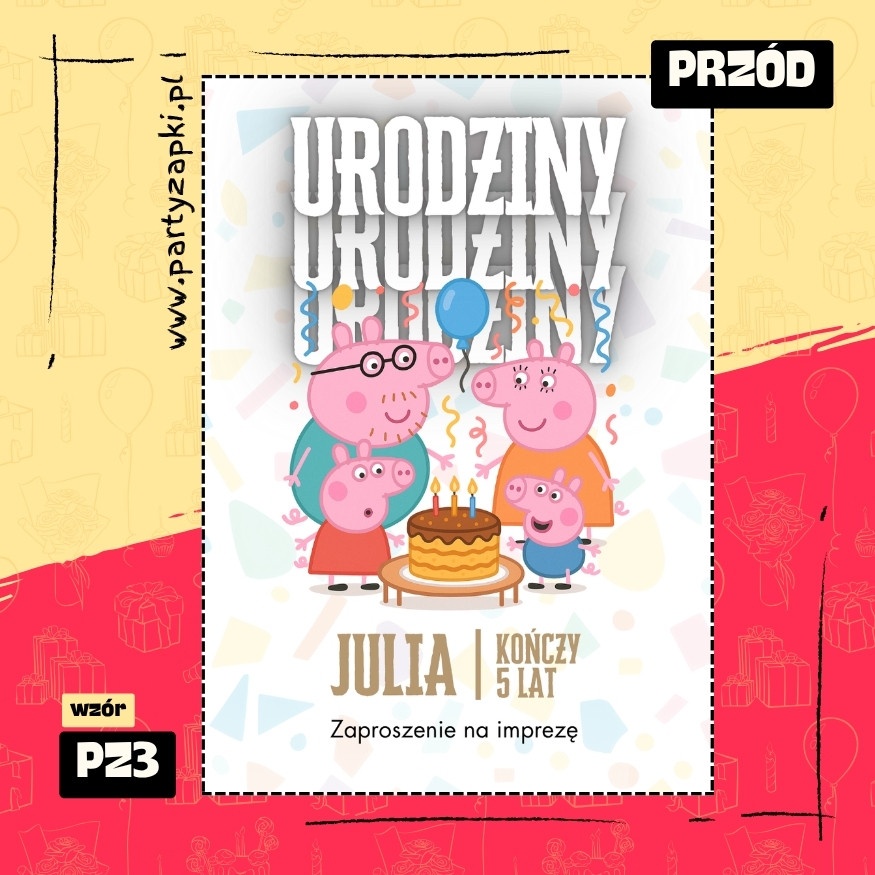 swinka peppa zaproszenie na urodziny 01 pz3 przod