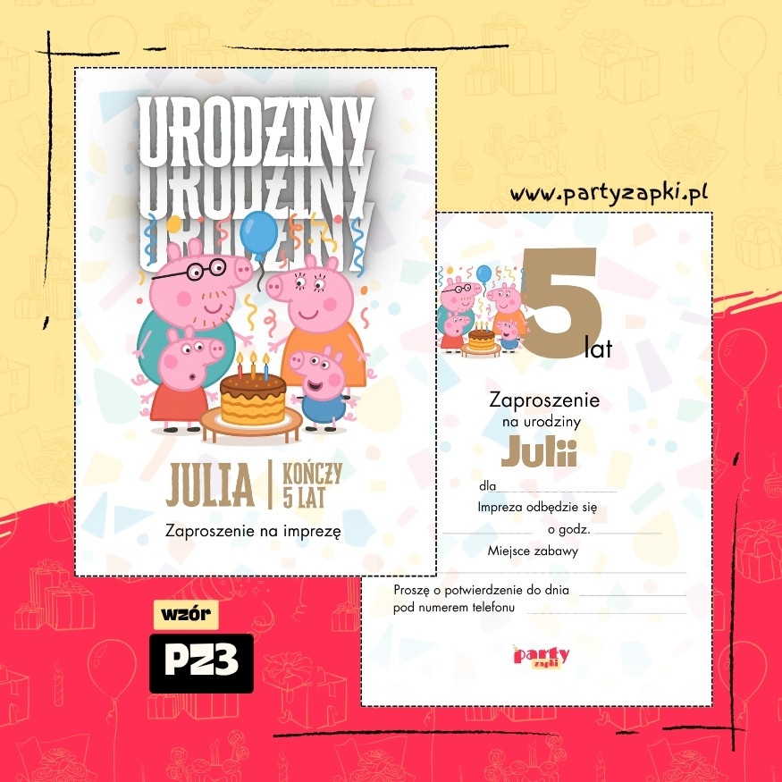 swinka peppa zaproszenie na urodziny 04 pz3