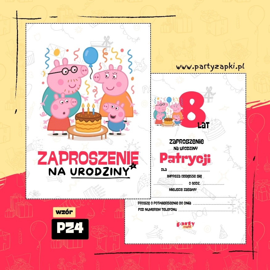 swinka peppa zaproszenie na urodziny 04 pz4