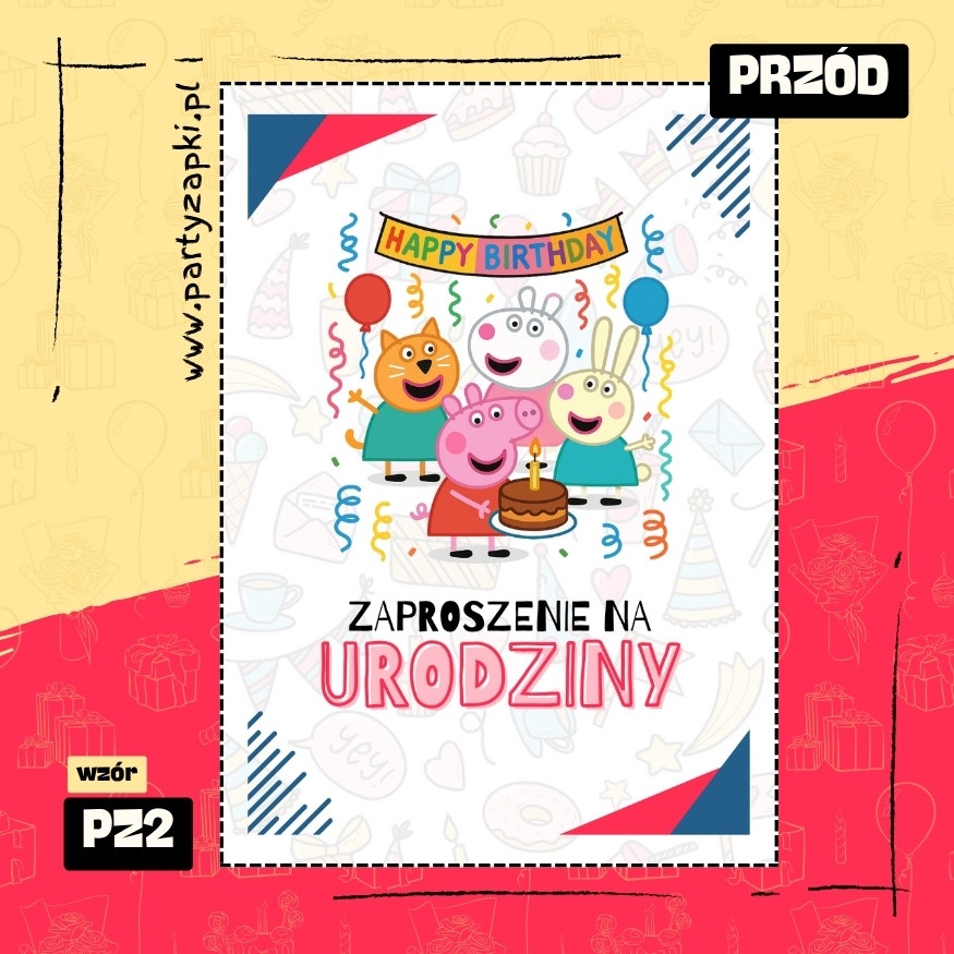 swinka peppa zaproszenie na urodziny 01 pz2 przod