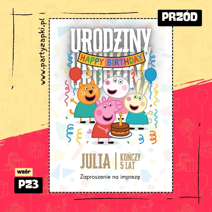 swinka peppa zaproszenie na urodziny 01 pz3 przod