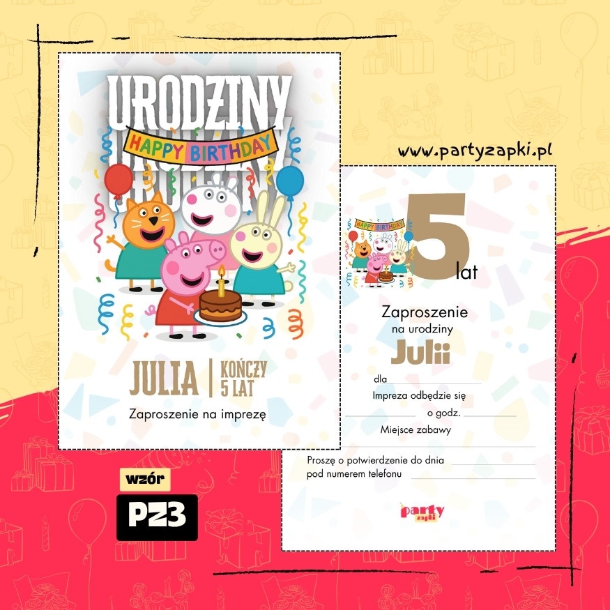swinka peppa zaproszenie na urodziny 05 pz3