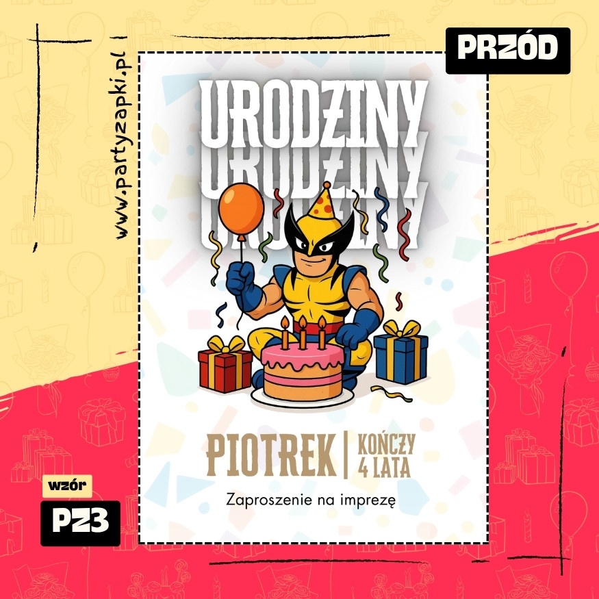 wolverine zaproszenie na urodziny 02 pz3 przod