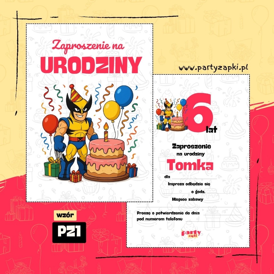 wolverine zaproszenie na urodziny 03 pz1