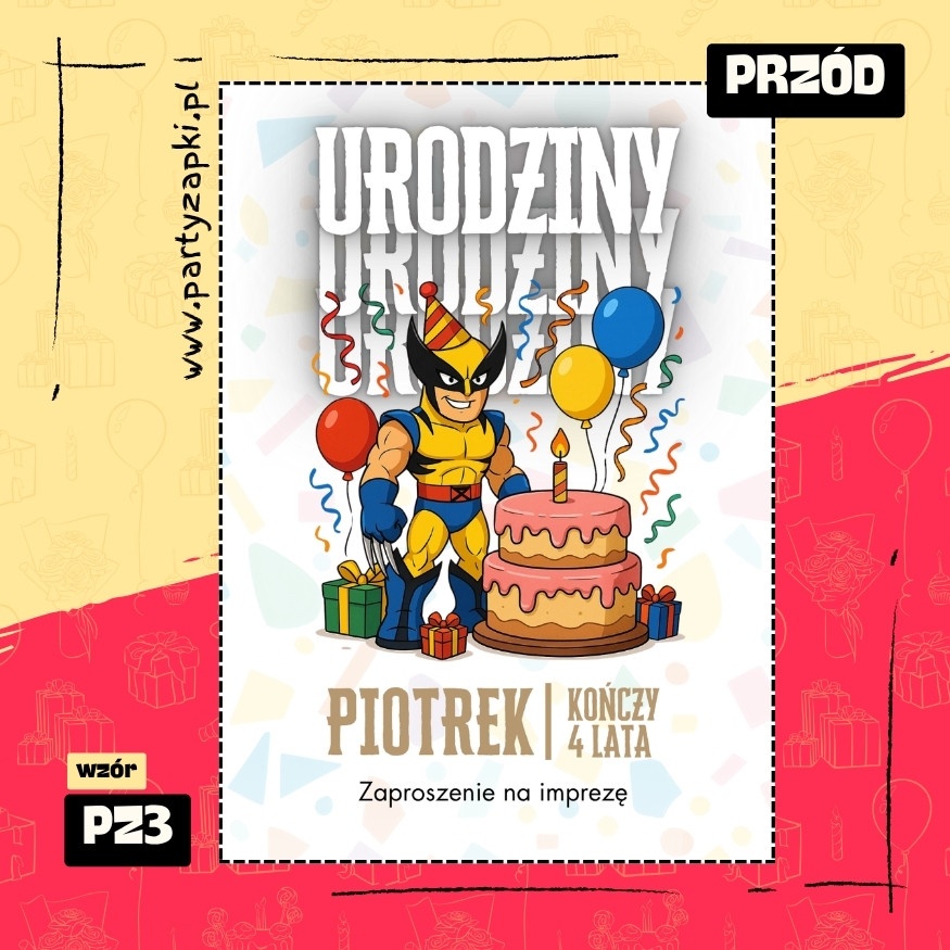 wolverine zaproszenie na urodziny 03 pz3 przod