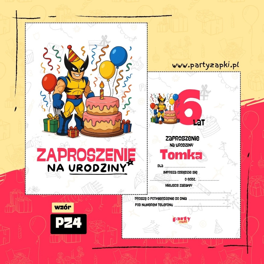 wolverine zaproszenie na urodziny 03 pz4