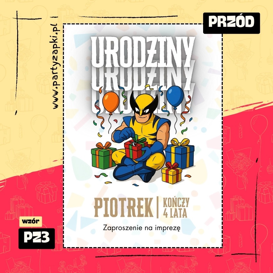 wolverine zaproszenie na urodziny 04 pz3 przod
