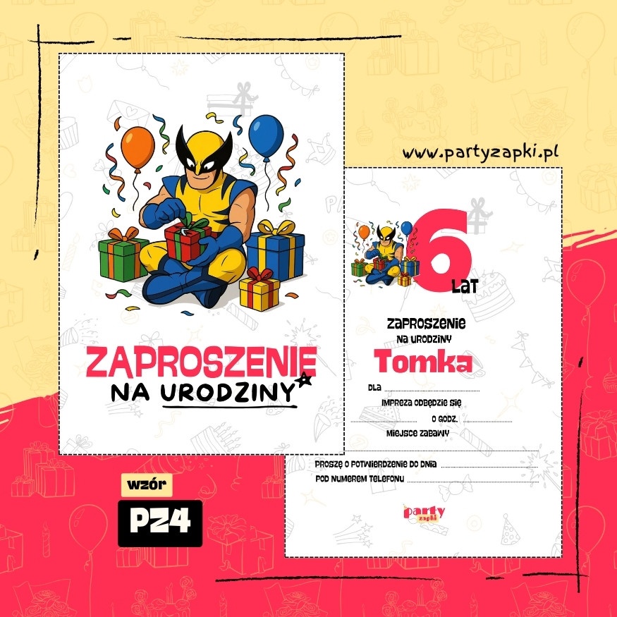 wolverine zaproszenie na urodziny 04 pz4