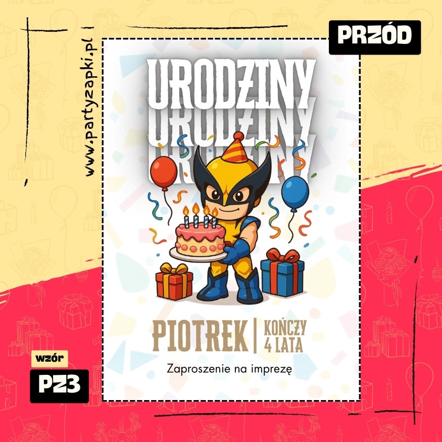 wolverine zaproszenie na urodziny 05 pz3 przod