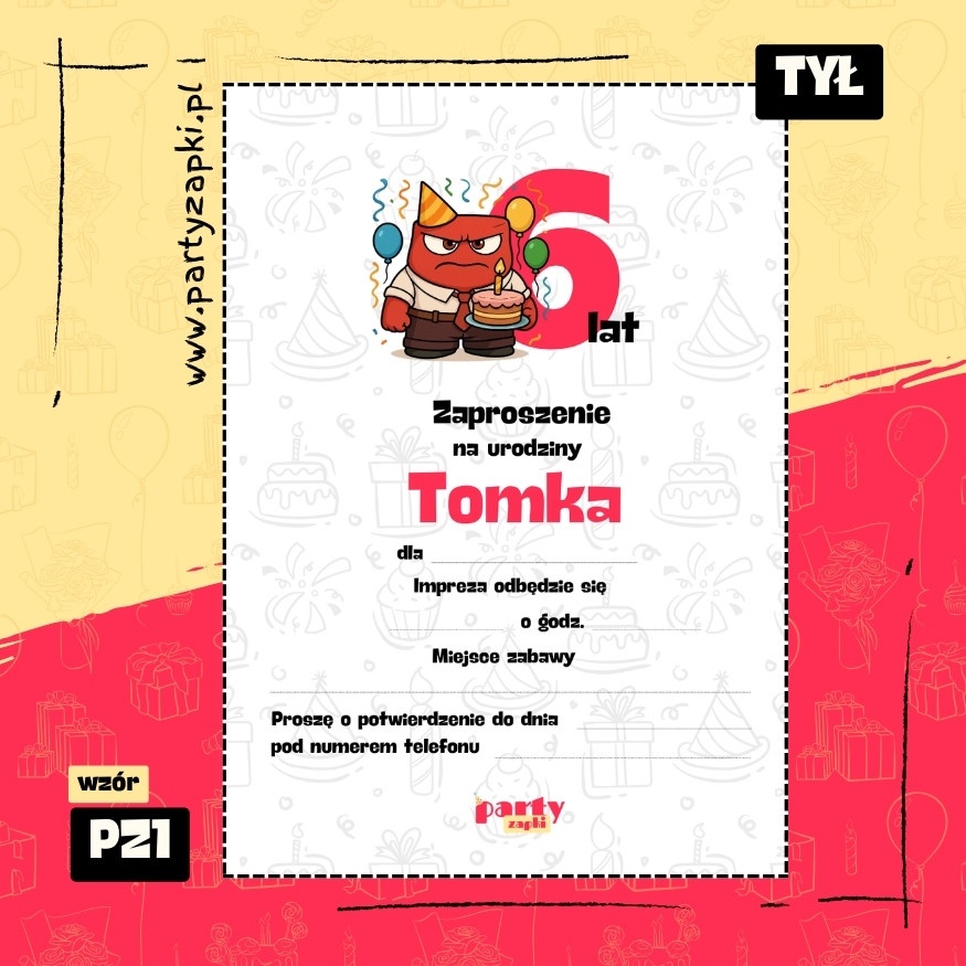 zlosc w glowie sie nie miesci zaproszenie na urodziny