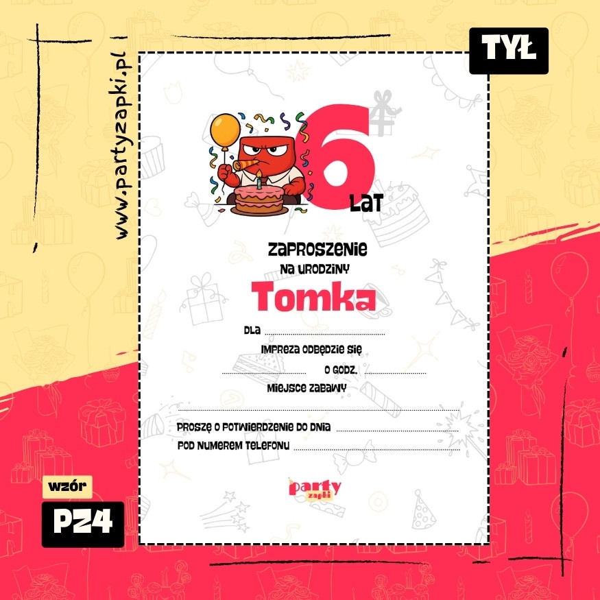 zlosc w glowie sie nie miesci zaproszenie na urodziny