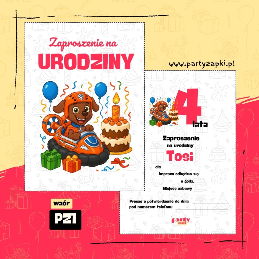 zuma zaproszenie na urodziny 03 pz1