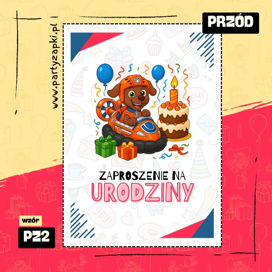 zuma psi patrol zaproszenie na urodziny 03 pz2 przod