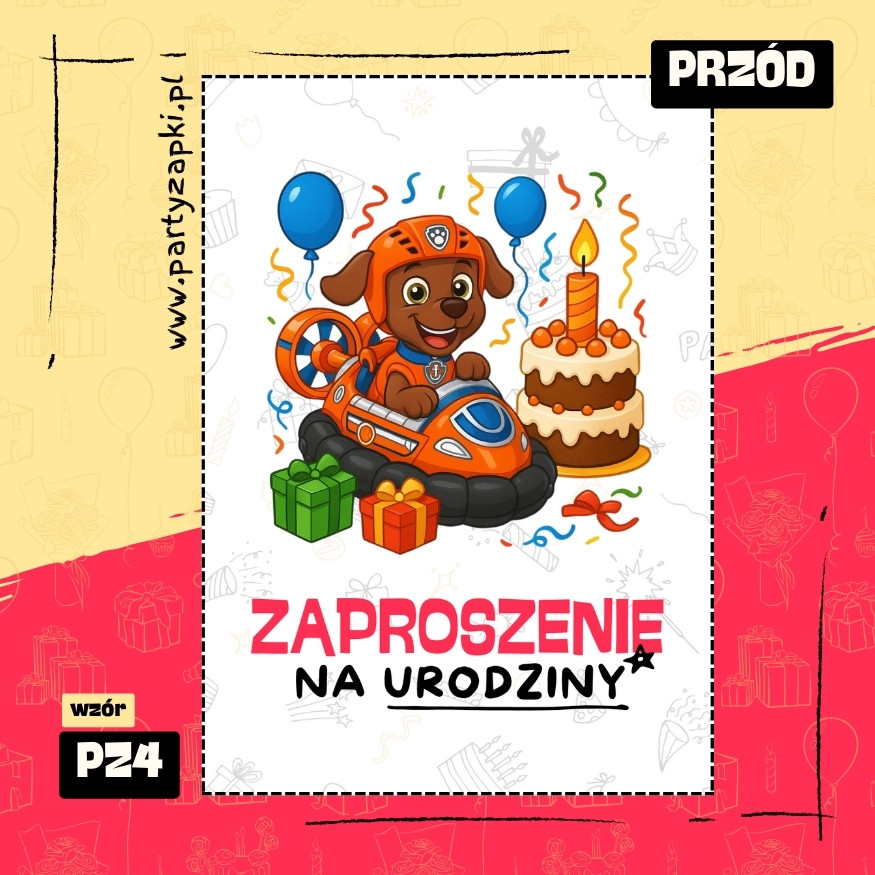zuma psi patrol zaproszenie na urodziny 03 pz4 przod