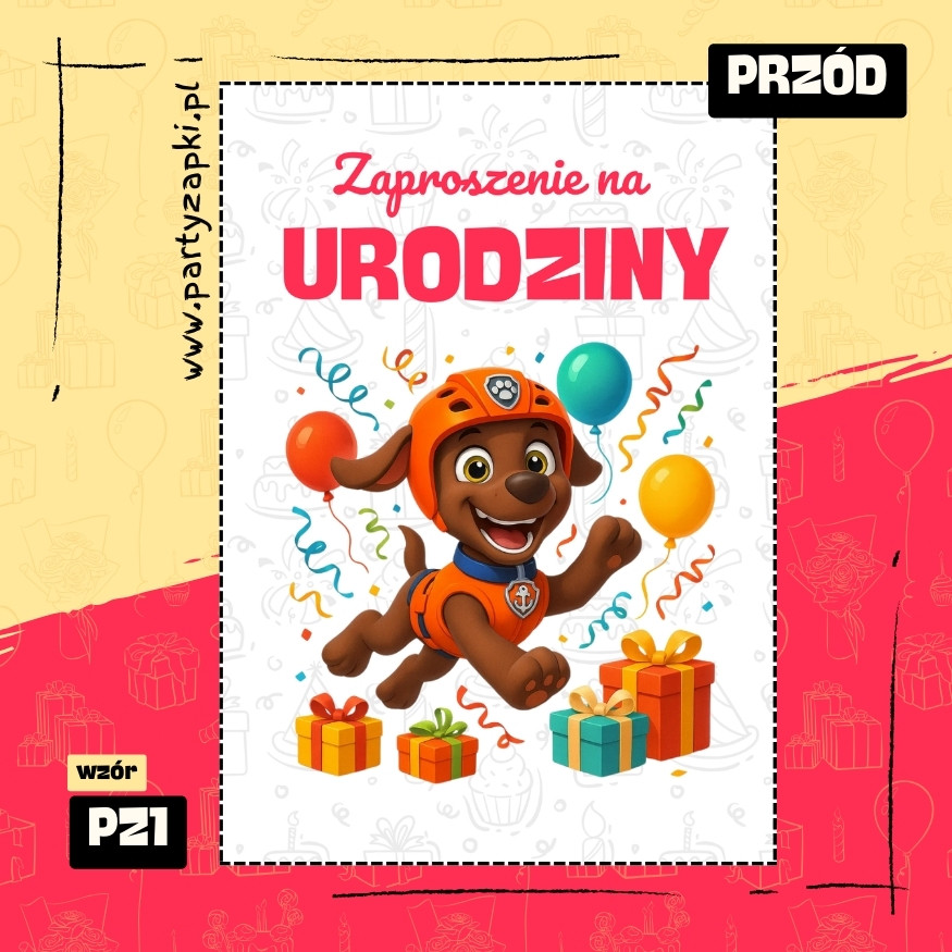 zuma psi patrol zaproszenie na urodziny 05 pz1 przod