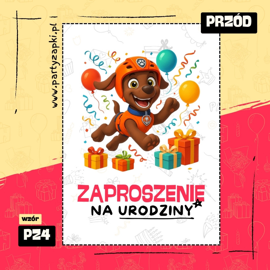 zuma psi patrol zaproszenie na urodziny 05 pz4 przod