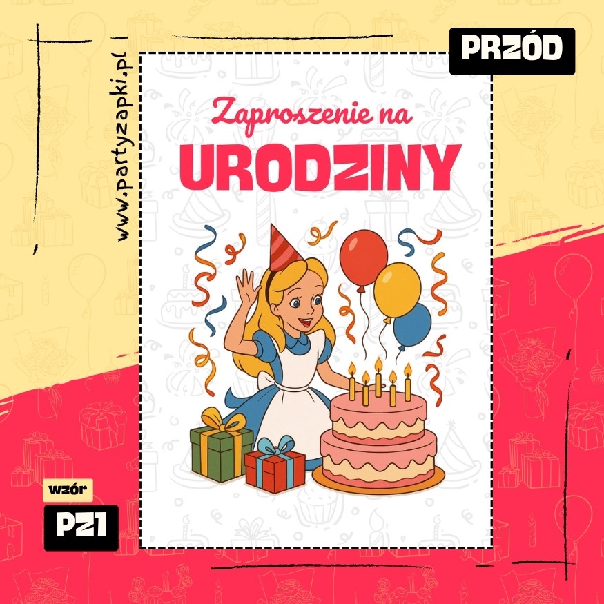 alicja w krainie czarow zaproszenie na urodziny 01 pz1 przod