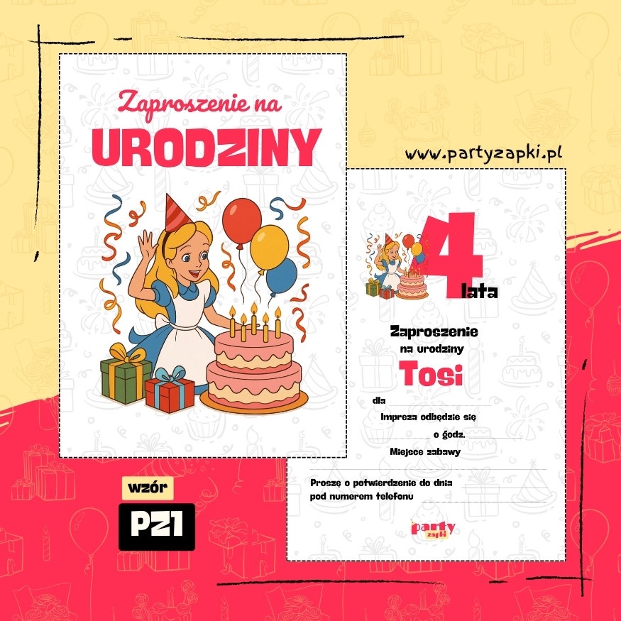 alicja w krainie czarow zaproszenie na urodziny 01 pz1