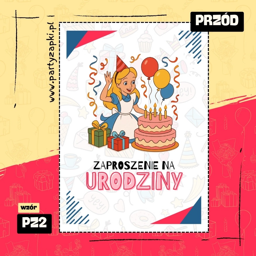 alicja w krainie czarow zaproszenie na urodziny 01 pz2 przod
