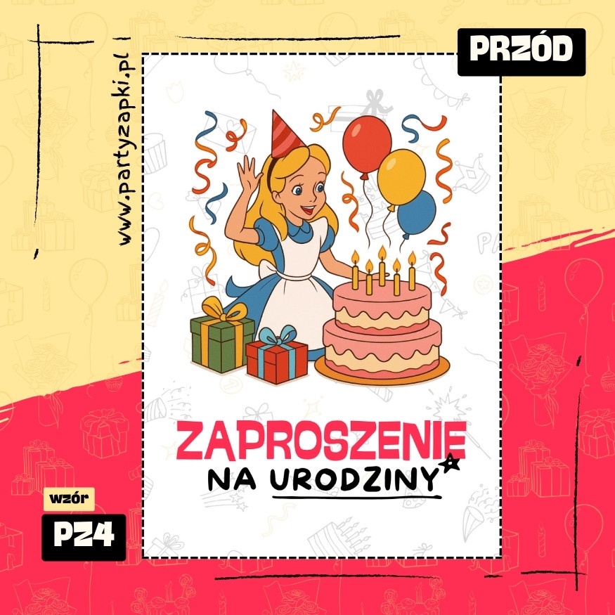 alicja w krainie czarow zaproszenie na urodziny 01 pz4 przod